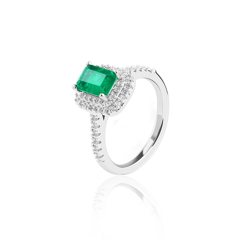 925 Sterling Silver Emerald Green Engagement Ring