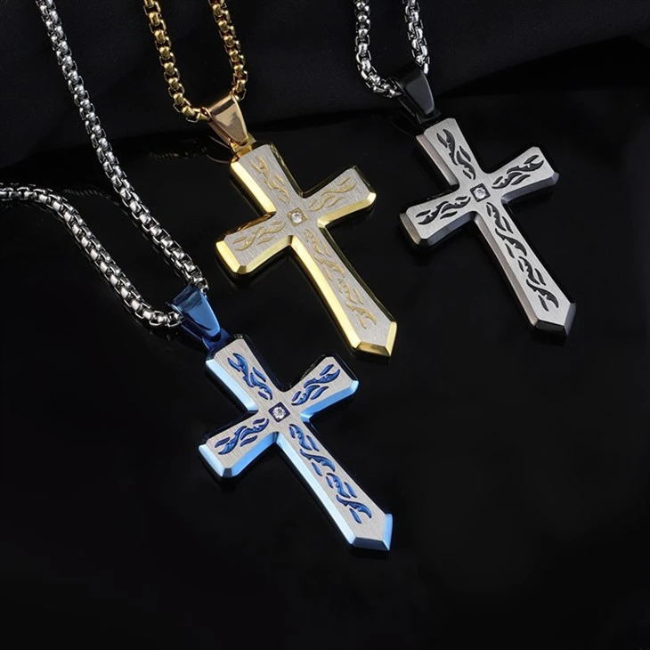 Blue cross pendant necklace 03 Blue cross pendant necklace 03