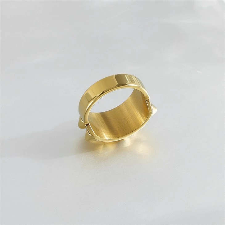 316L Stainless Steel PVD 18K Gold Wide Double Spike Ring – Wholesale & Customizable factory 316L Stainless Steel PVD 18K Gold Wide Double Spike Ring – Wholesale & Customizable factory
