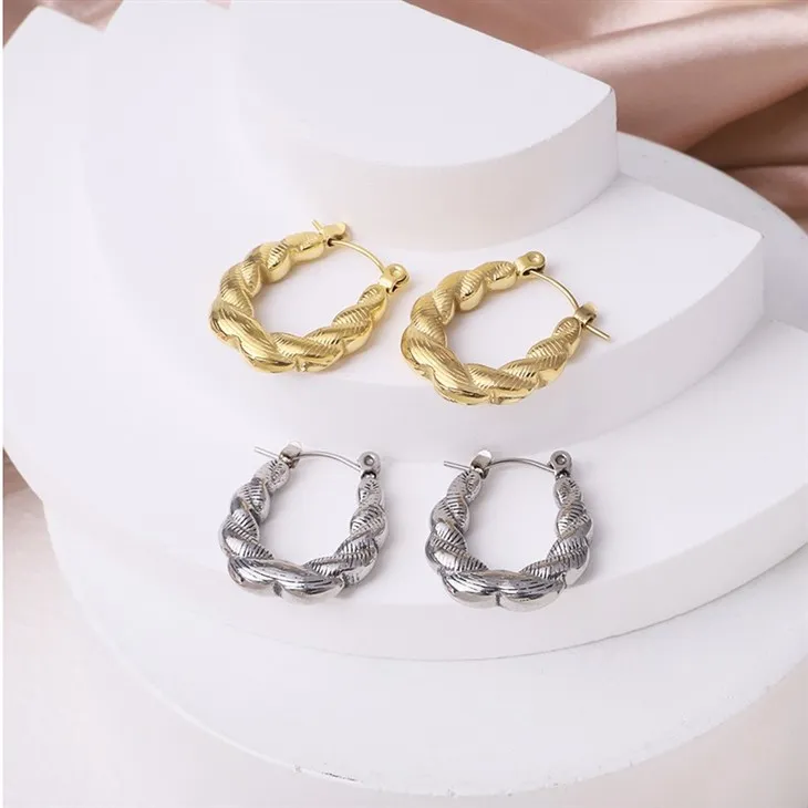 Stainless Steel PVD Plated Chunky Twisted Rope Hoop Earrings best