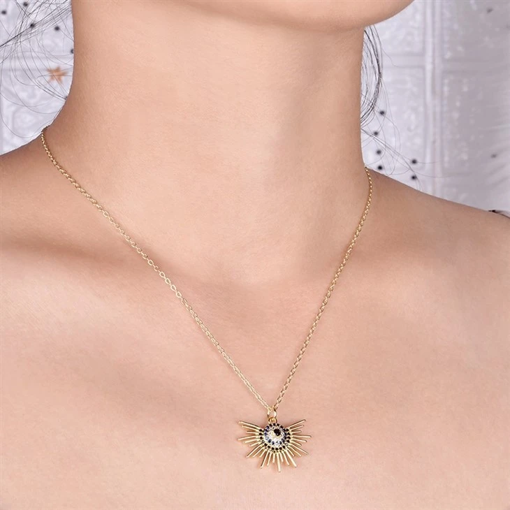 Radiant Sunburst Zircon Pendant Necklace price