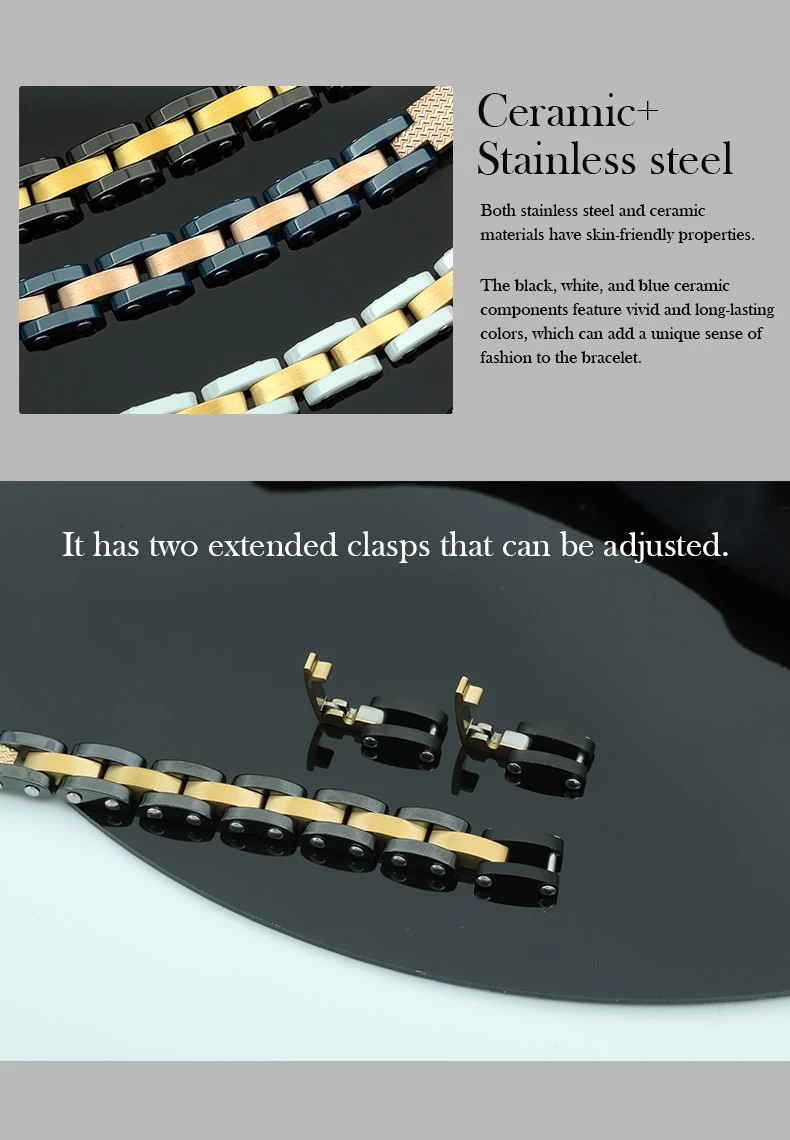 316L Stainless Steel Ceramic Link Bracelet 316L Stainless Steel Ceramic Link Bracelet