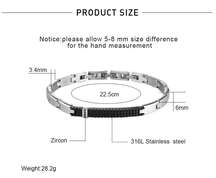 Slim Black Texture Zircon Bar Link Bracelet price Slim Black Texture Zircon Bar Link Bracelet price