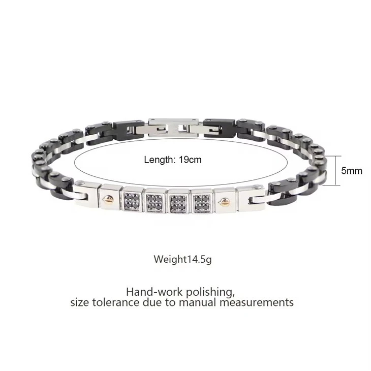 Stainless Steel 18k Gold Plated Fashion Zircon Bracelet For Men Stainless Steel 18k Gold Plated Fashion Zircon Bracelet For Men